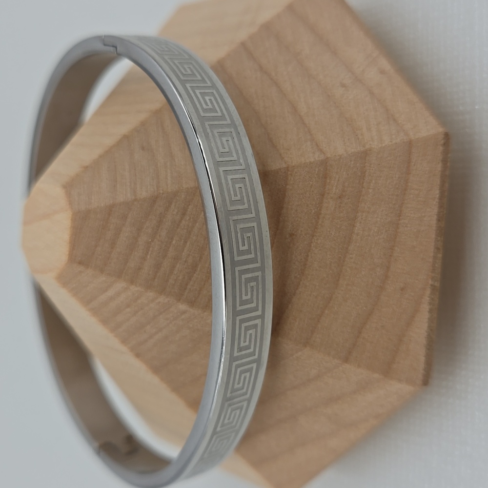 Greek Key Stainless Steel Bracelet